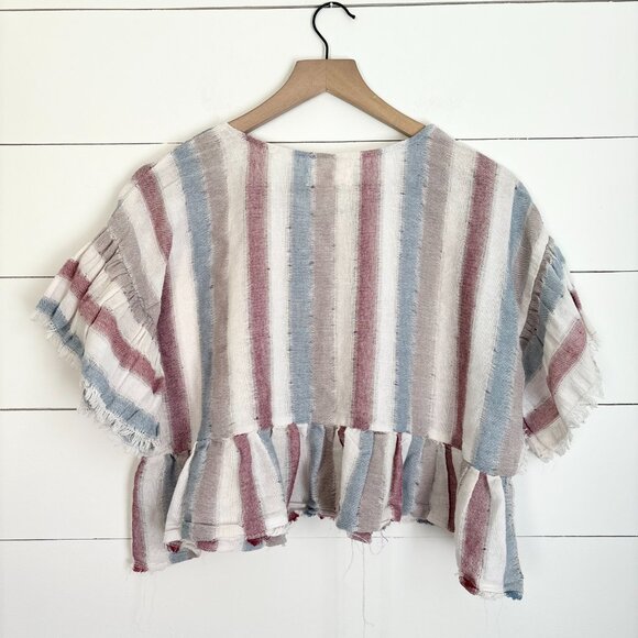 Mustard Seed x Anthropologie striped cropped top with distressing - Picture 4 of 5